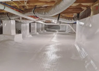 Encapsulated crawlspace for mold remediation and moisture control