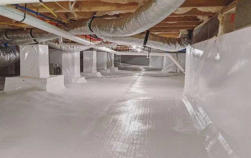 Encapsulated crawlspace for mold remediation and moisture control