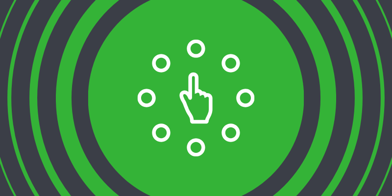 A cursor hand in the middle of a circle of dots that represent a la cart service options